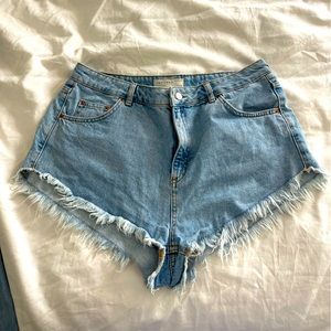 Top shop distressed denim shorts